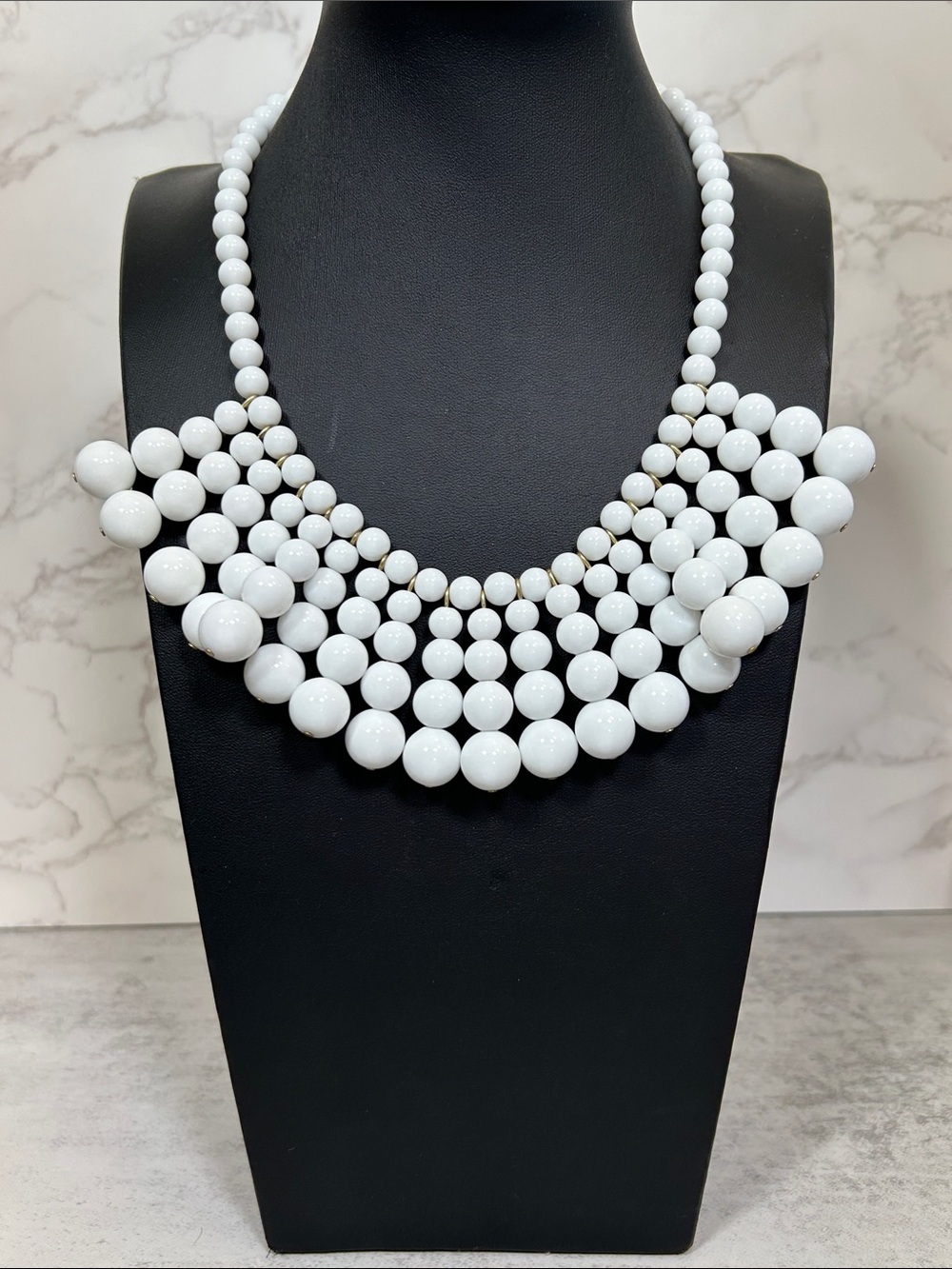 J. Crew White Multi-Tier Beaded Collar Necklace